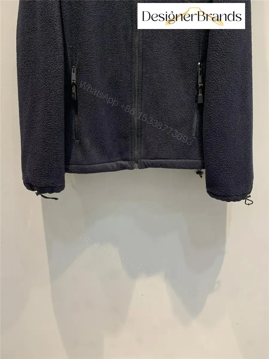 View 3 of Cozy Black Fleece Jacket with Minimalist Luxe Logo, Unisex, Winter-ready