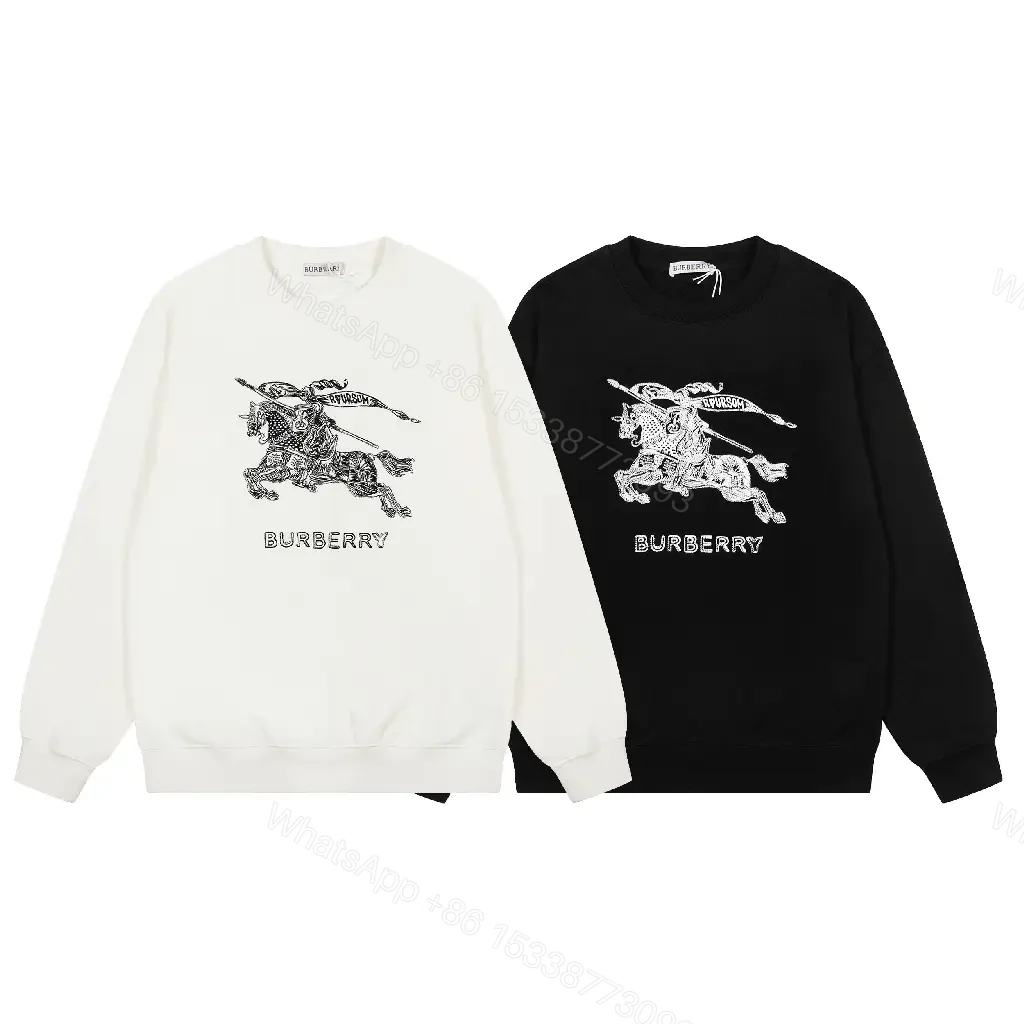 View 2 of Black Knit Crewneck Sweatshirt with Silver Horse Motif