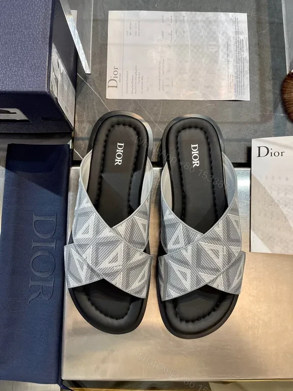 View 6 of Premium Black Leather Slide with Textured Texture + All-Day Comfort Slide