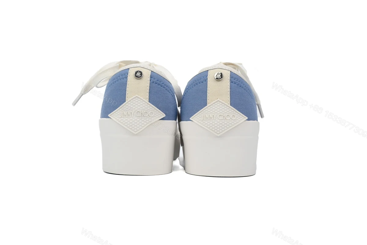 View 3 of Women's Jimmy Choo Palma Maxi Blue Canvas Platform Trainers