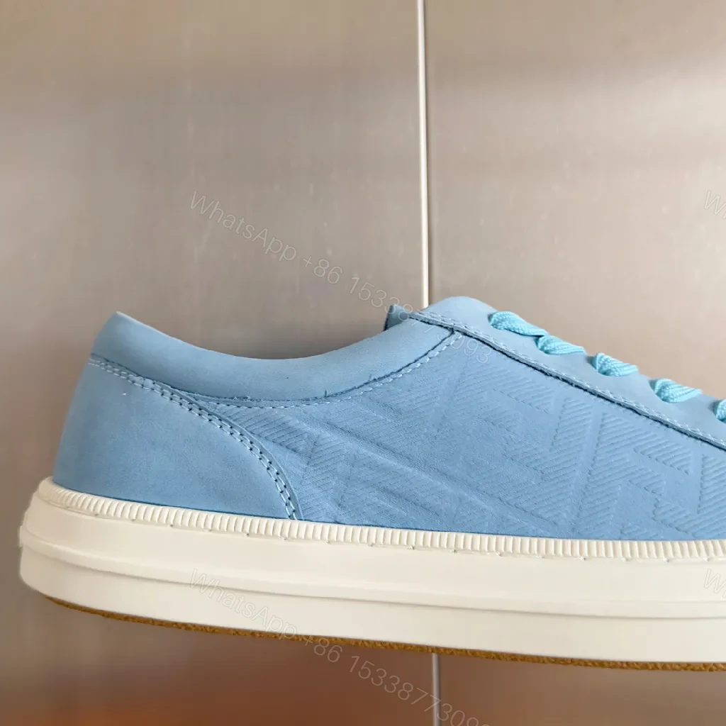 View 7 of Light-Blue Leather Minimalist Sneakers with Durable Comfort