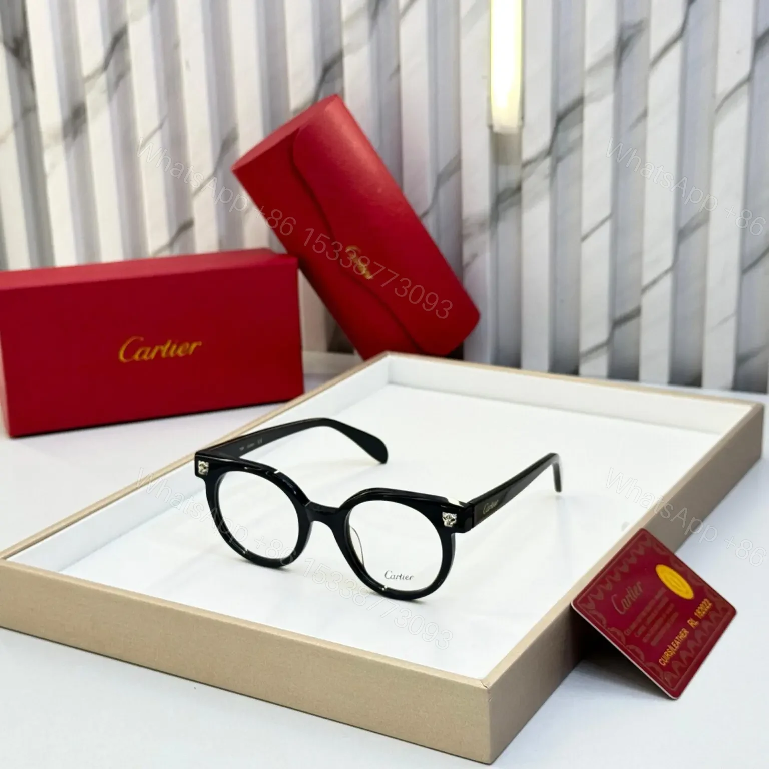 Cartier Round Black Optical Frame UV Protection — view 1