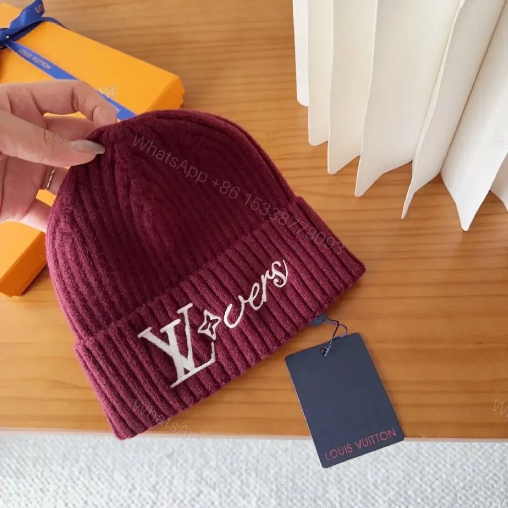 View 5 of Maroon Knit Beanie – Embroidered Designer-Inspired Style