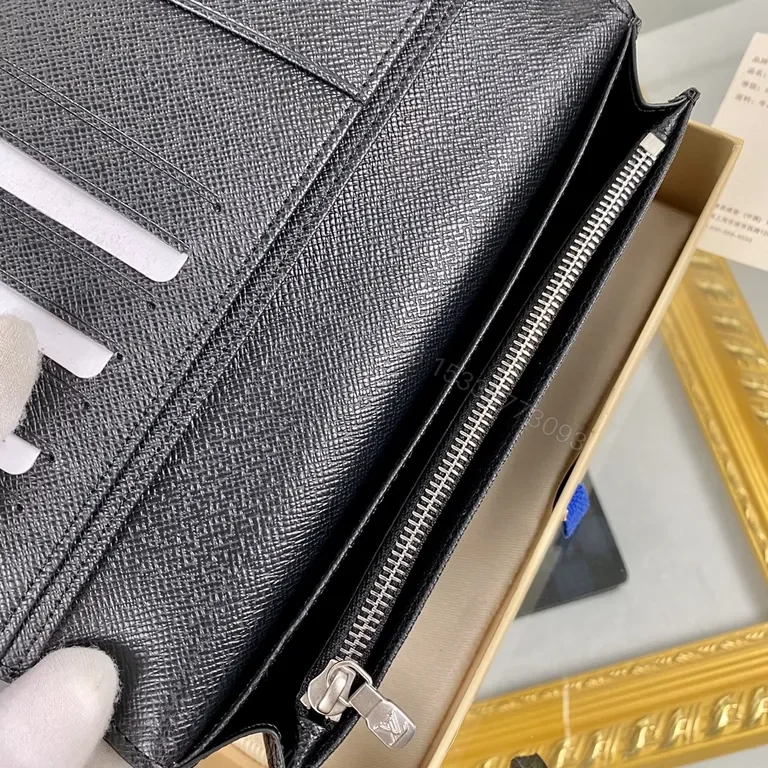 View 6 of Monogram Charcoal Pebble Leather Wallet â€“ Fold-Over, Card + Cash Storage