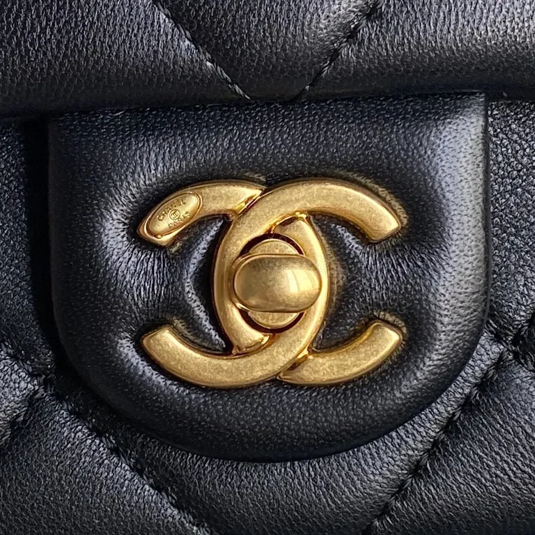 View 3 of Chic Black Quilted Mini Flap Bag - Gold Chain Crossbody