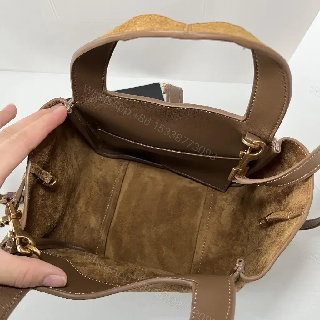 View 9 of Textured Suede Tote: Luxe Hardware Everyday Bag