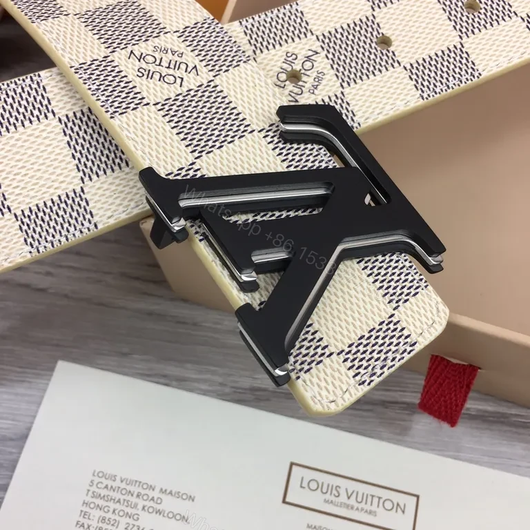 View 3 of Damier Signature Belt: LV-Inspired Bold Buckle Accessory