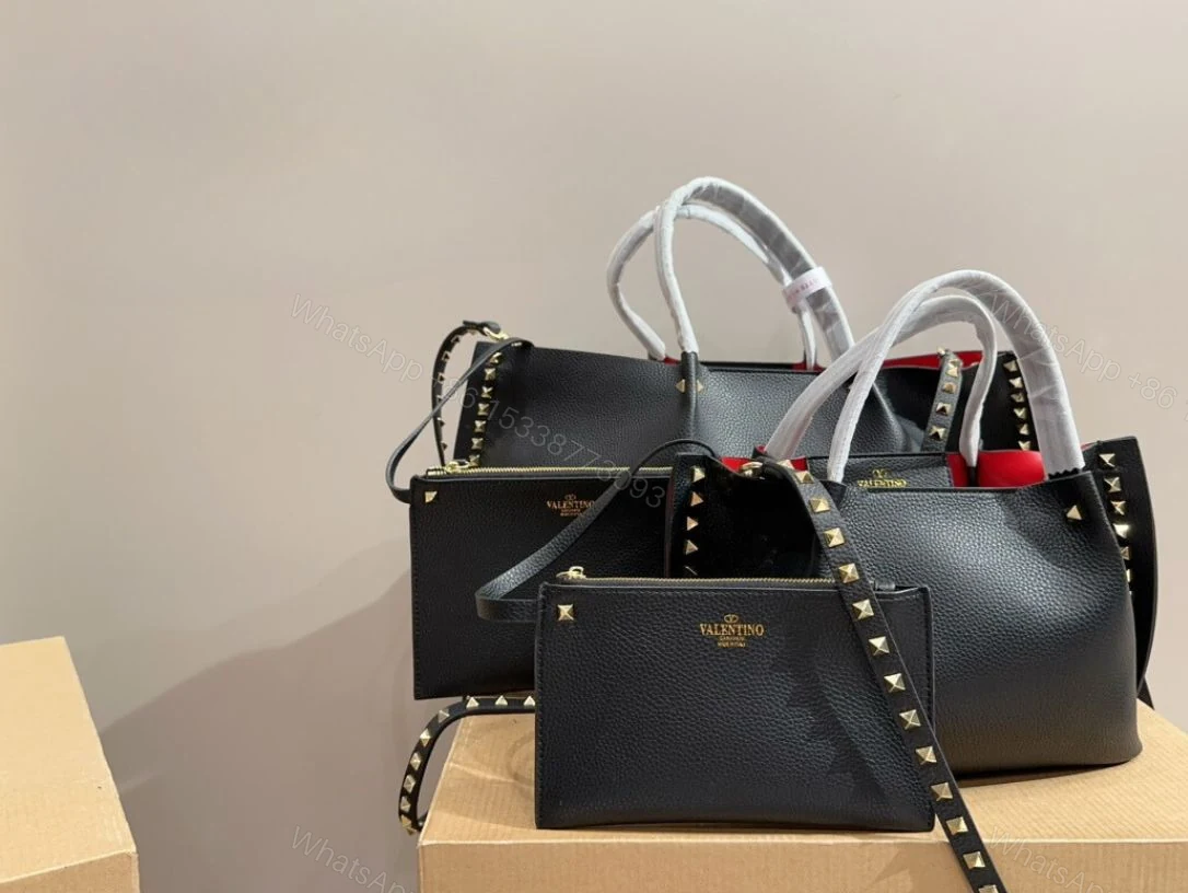 View 2 of VALENTINO GARAVANI ROCKSTUD TOTE BLACK 36CM