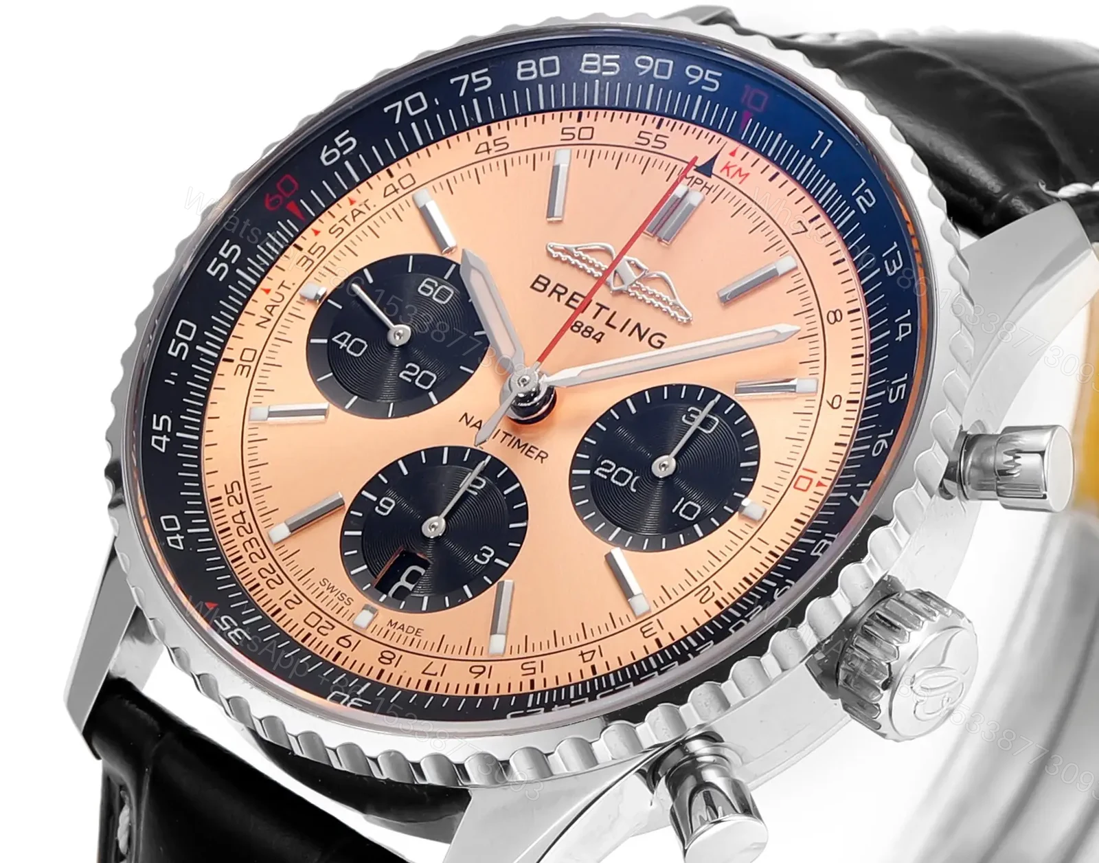 View 4 of Super Clone Breitling Navitimer B01 Copper Leather Strap 43MM Premium BRE-NAV-B01-43-COP-LTH
