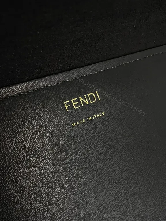 View 3 of Fendi Roma Tote: Structured Gray Luxury with Logo Flair