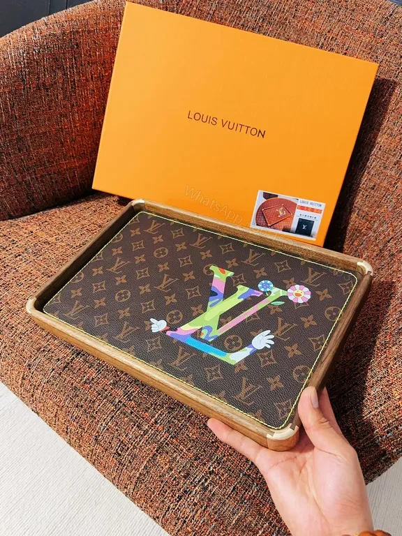 View 3 of Monogram LV Tray Desk Accessory â€” Brass Frame, Top Guarded