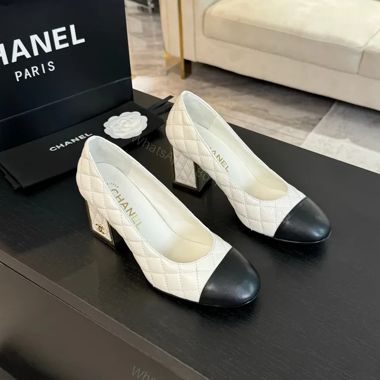 View 2 of Chanel-Inspired Quilted Pumps: Two-Tone Cap-Toe, Comfort