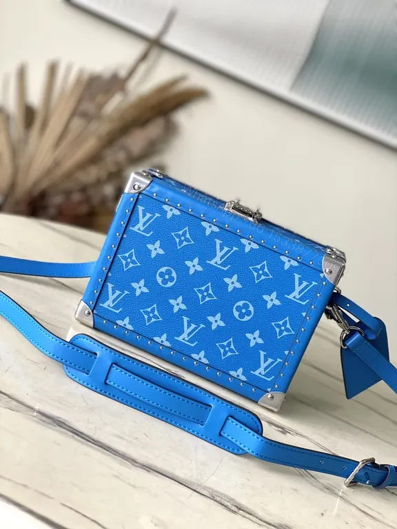 View 9 of Electric Blue LV-Style Box Bag: Structured Luxury Holdall