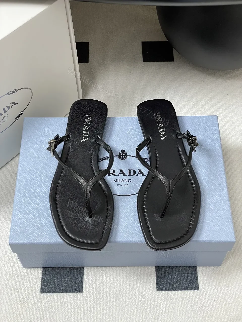 View 2 of Black Leather Minimalist Mules with Subtle Logo Accent, All-Day Comfort