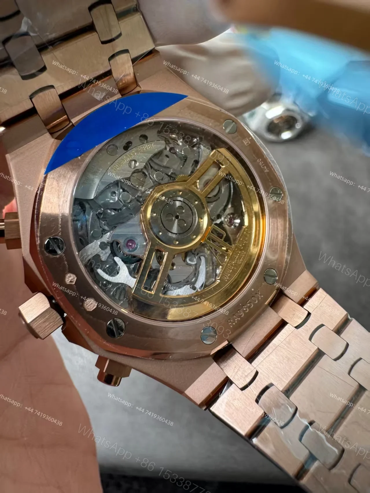 View 10 of Audemars Piguet Super Clone Royal Oak Rose Gold Blue Dial 26240 Chronograph 41mm Cal.4401
