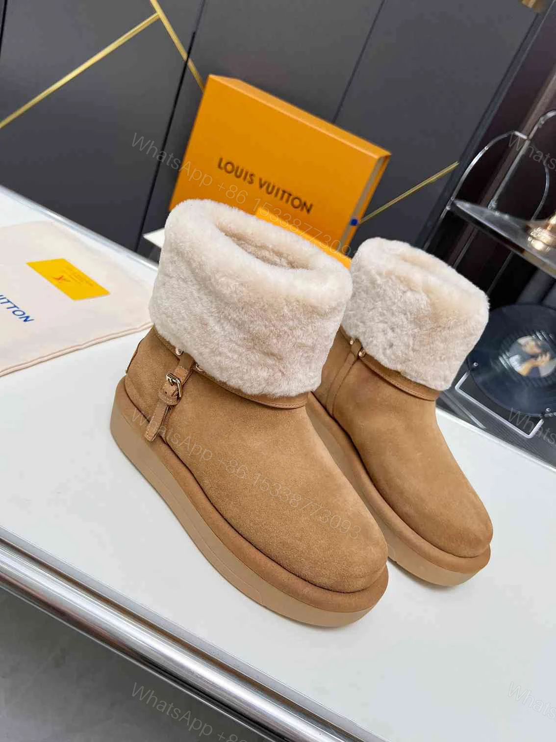 View 2 of LOUIS VUITTON ASPEN PLATFORM ANKLE BOOT BEIGE 1AC79I