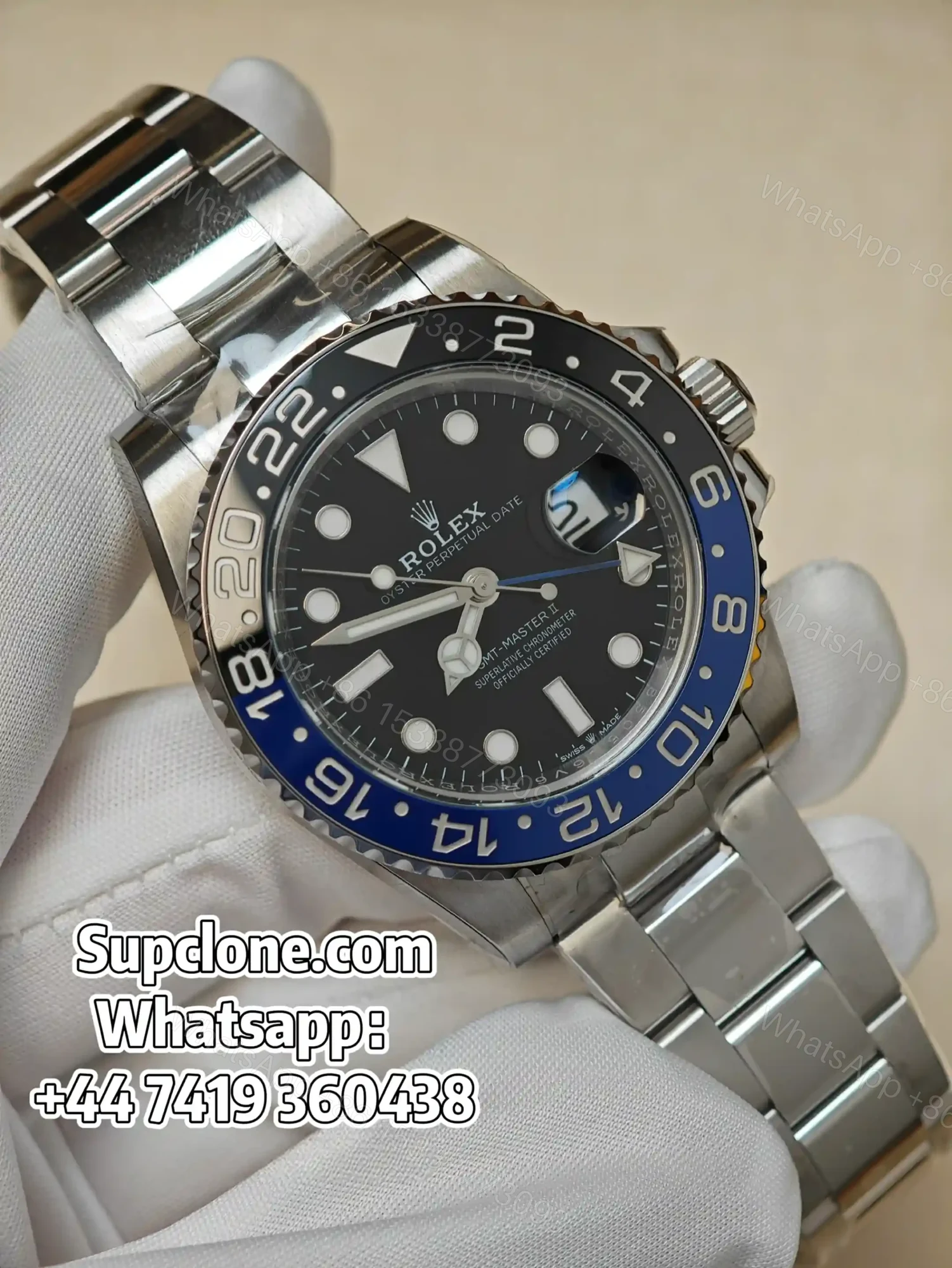 View 2 of Rolex Super Clone Watches 1:1 Batman GMT-Master II 126710BLNR DD3285 Oyster