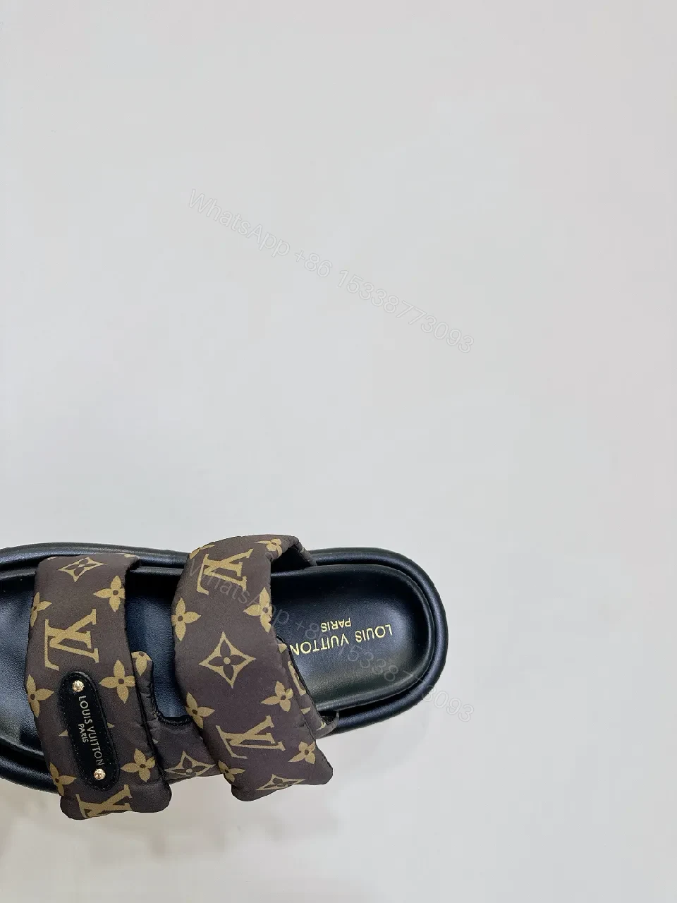 View 3 of Patterned Leather Slides: Luxe Monogram Comfort Slides