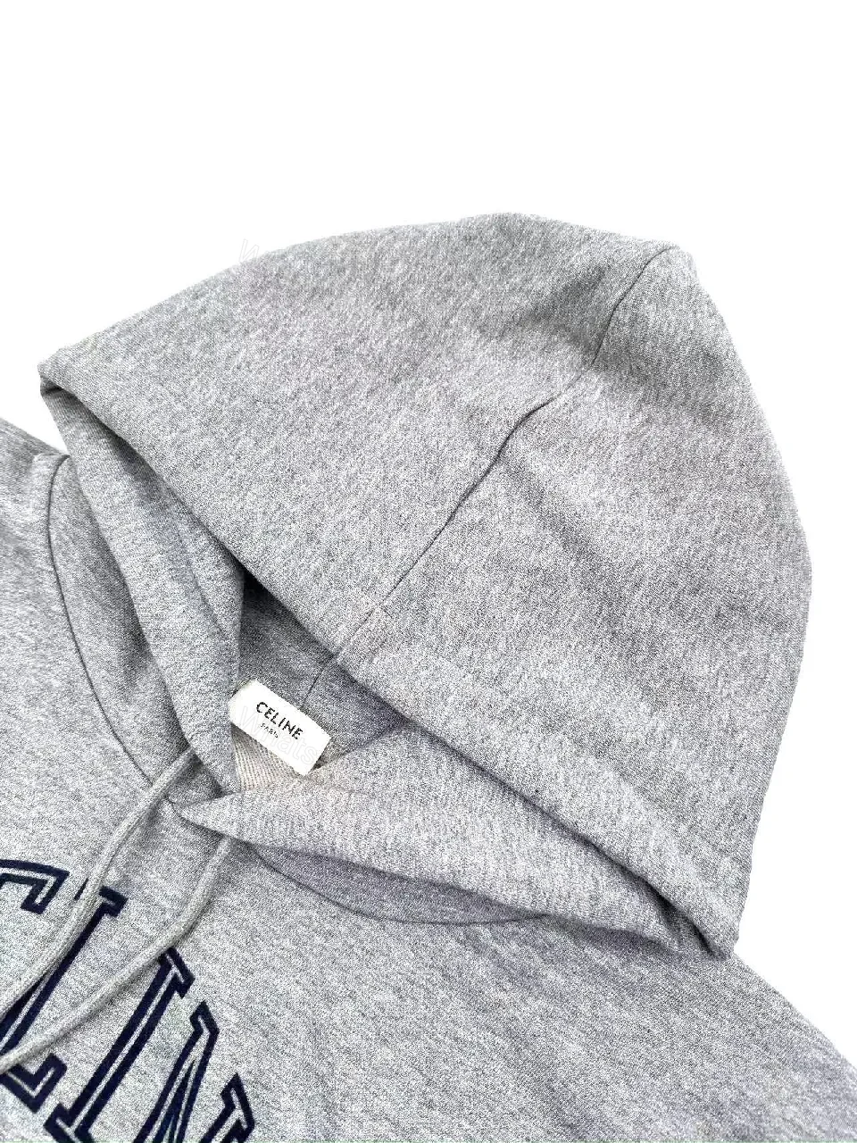 View 7 of Grey Melange Hoodie - Soft Fleece, Logo Detail, Casual Luxury