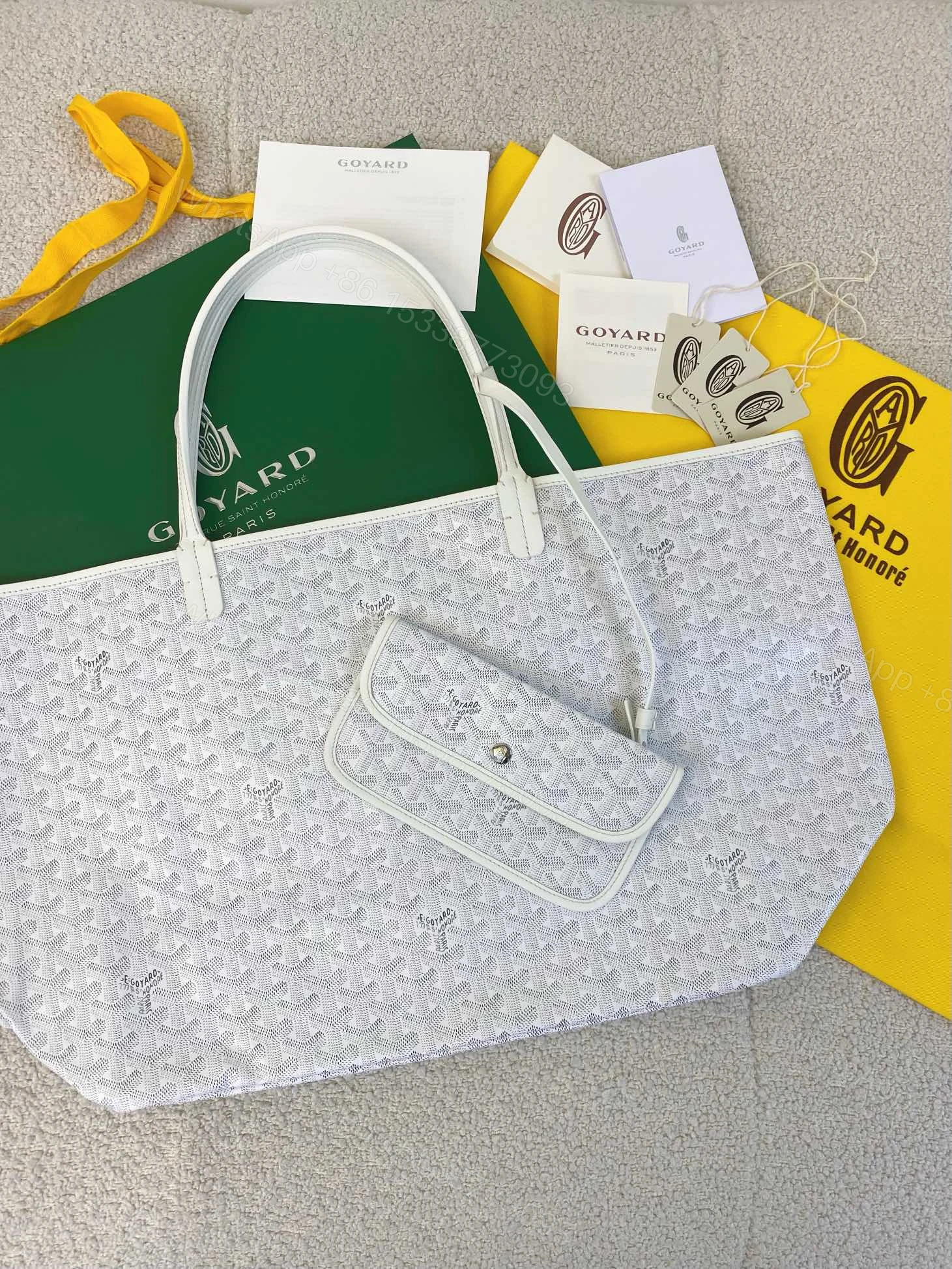 View 2 of Goyard White Goyardine Canvas & Chevroches Calfskin Saint Louis PM Tote