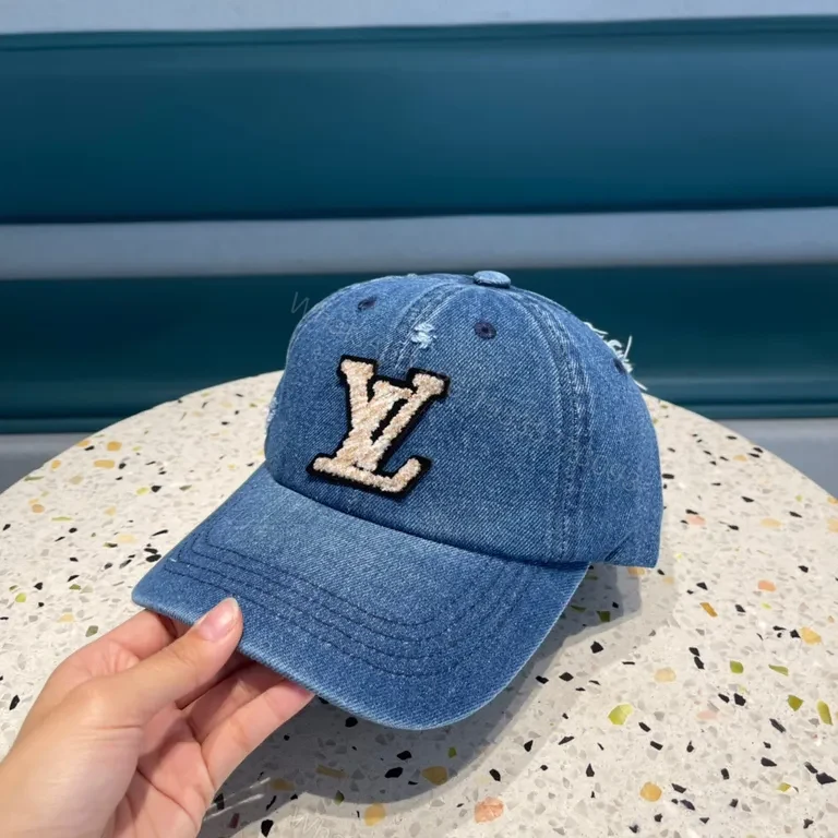 Blue Denim Cap Lux Embroidered LV Logo â€“ Casual Luxury Hat — view 1