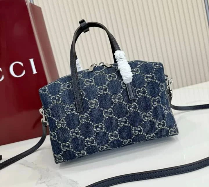 View 4 of Gucci Small Boston Dark Blue Denim Bag
