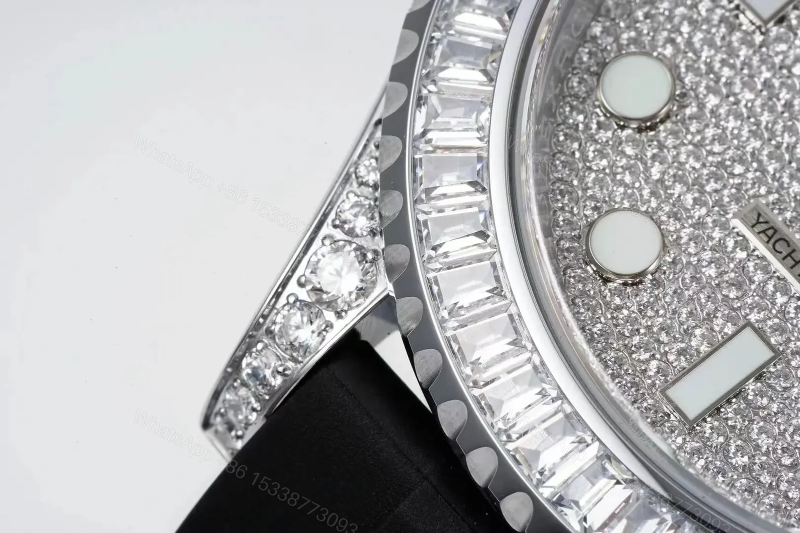 View 6 of C+ Factory Clean Factory Rolex Yacht-Master Diamond Silver Black Strap