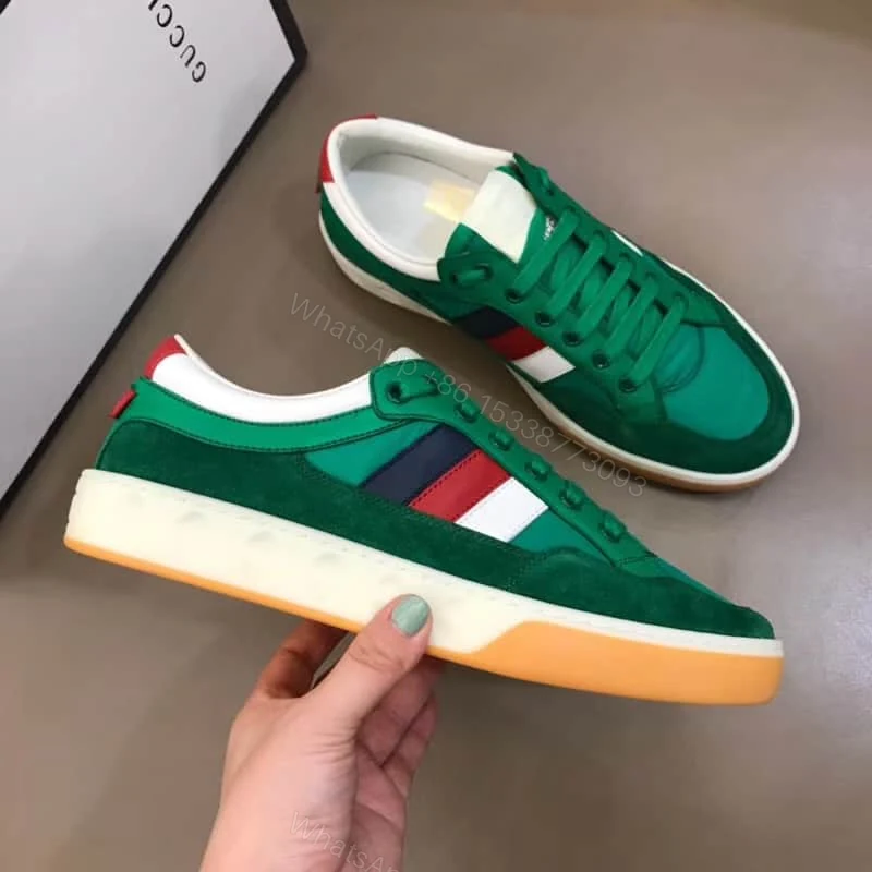 View 3 of GUCCI MEN’S GREEN LEATHER AND NYLON SNEAKERS – GC61