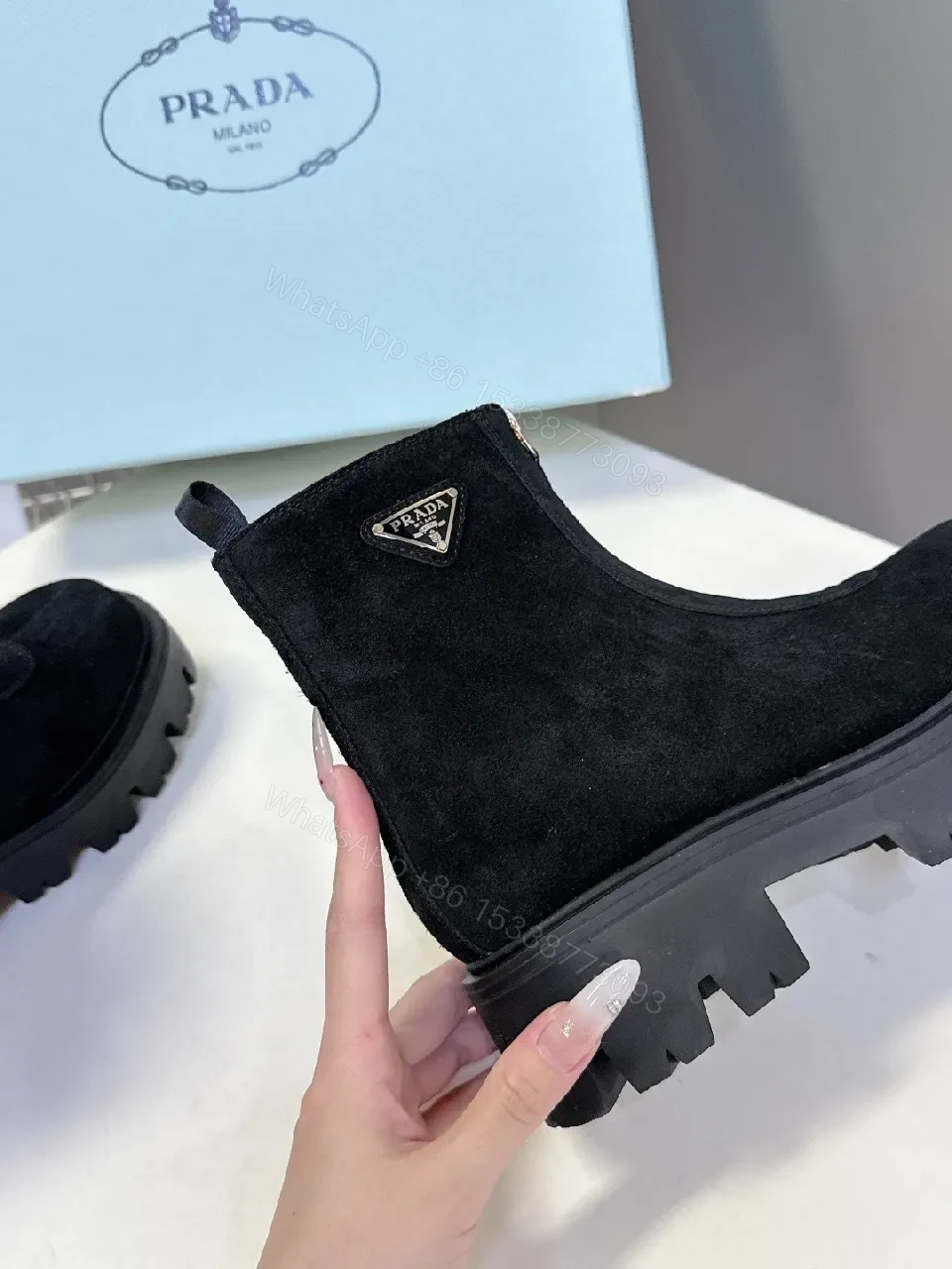 View 8 of Black Suede Boots with Gold Zip Detail – Modern Edge Comfort