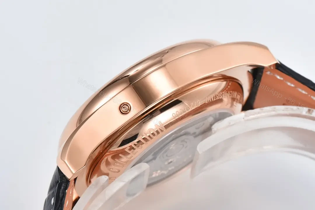 View 9 of Longines Master Collection Moonphase Chronograph Watch Rose Gold with White Dial and Brown Leather Strap