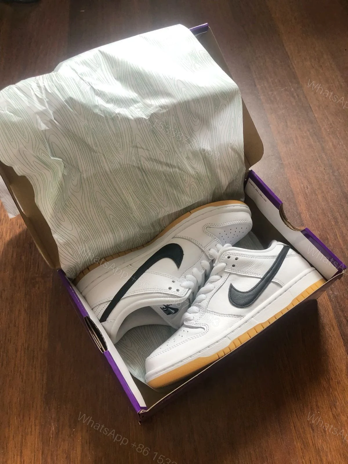 View 2 of FIRST COPY NIKE SB DUNK LOW WHITE GUM SHOES FOR MEN