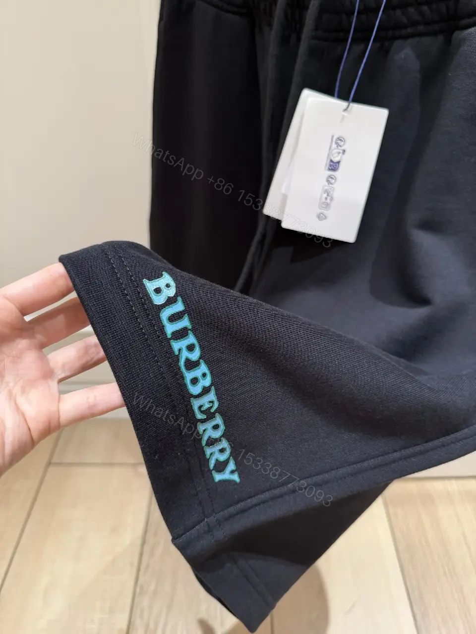View 3 of Black Cotton Sweatshorts Burberry Logo
