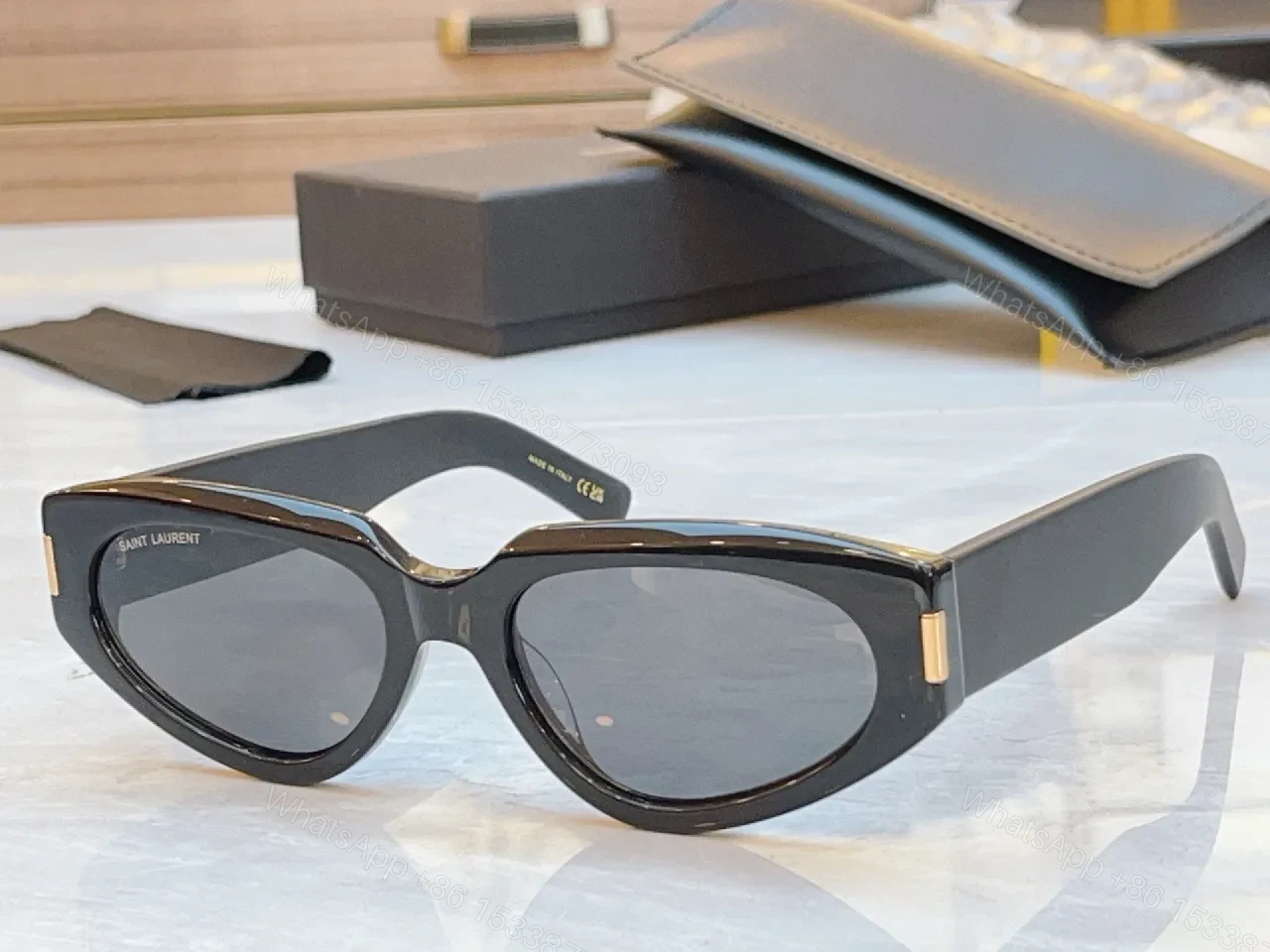 View 2 of Tortoiseshell Cat-Eye Sunglasses with Gold Hardware, UV400 Lens