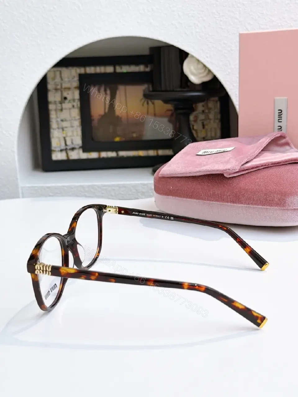 View 8 of Black Acetate Round-Rectangle Eyeglasses with Gold Accents, Modern Luxury Frames
