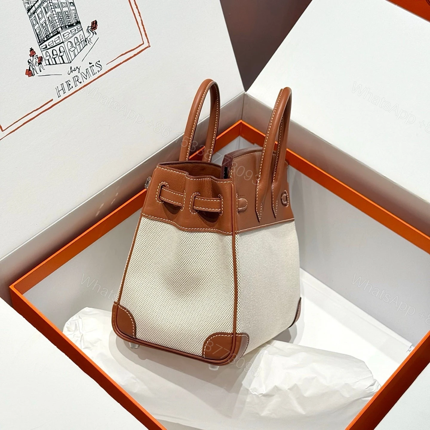 View 3 of HERMES BIRKIN 25CM IN VEAU BARENIA SWIFT ERCU TOILE CANVAS