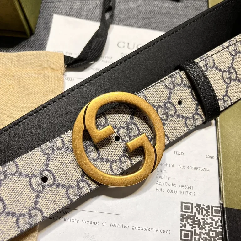 View 3 of Chic G GG Signature Belt: Gold Buckle Luxury Belt
