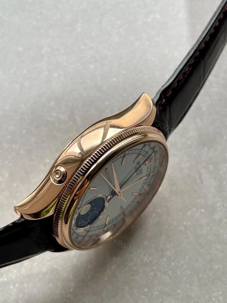 View 11 of Rolex Cellini Moonphase 50535 RG White Dial on Leather Strap Asia 3195 Mod