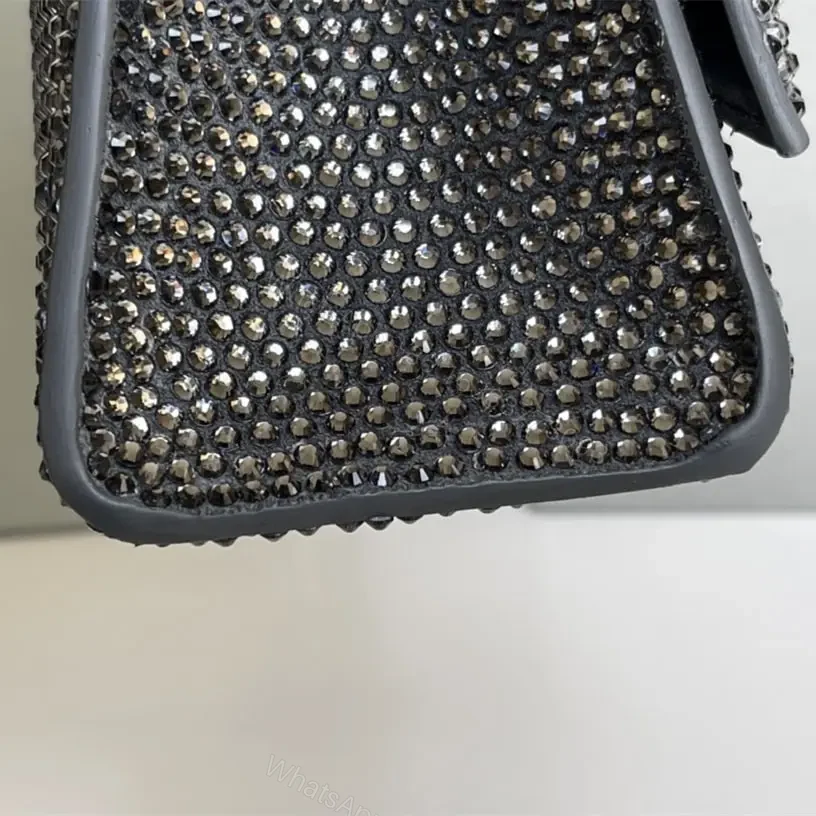 View 13 of 高仿Balenciaga*Hourglass系列沙漏包滿鑽灰色XS