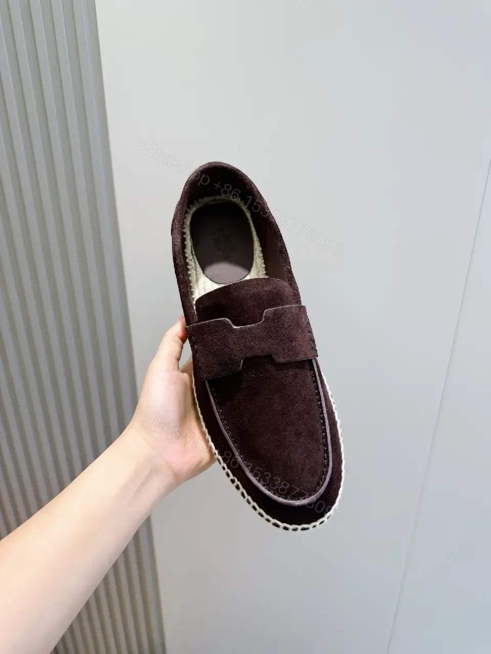 View 2 of Black Suede Loafers Espadrille Sole Classic Style Comfort Fit Hermès Inspired Shoes