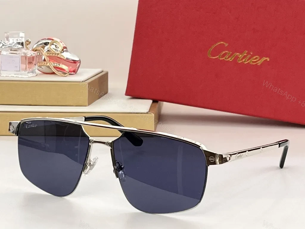 View 2 of Charcoal Cartier Metal Sunglasses: UV400, Polarized, Luxury Style