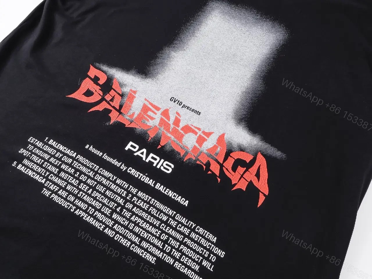 View 4 of Black Cotton Oversized Graphic Tee Balenciaga-inspired Logo Short Sleeve T-shirt