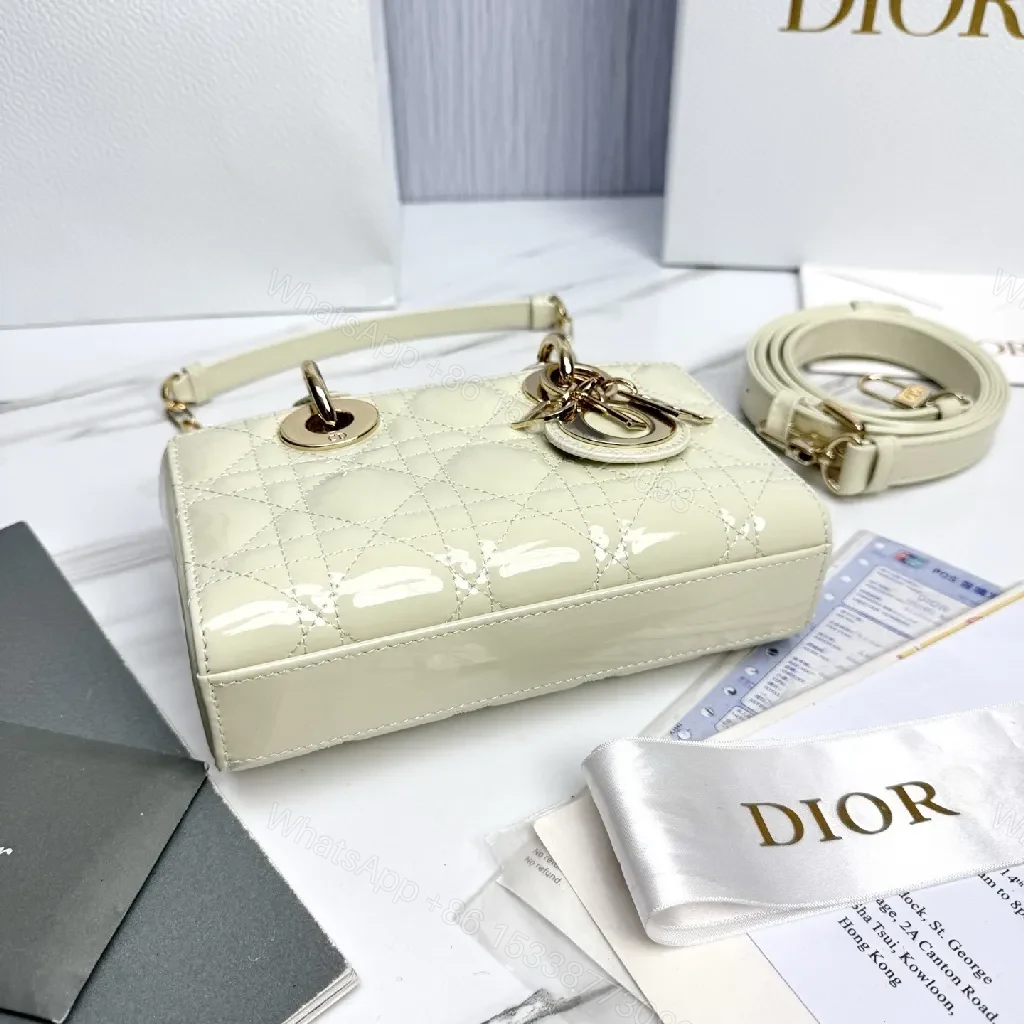 View 6 of Ivory Faux-Leather Mini Bag: Quilted, Gold-Accent Luxury