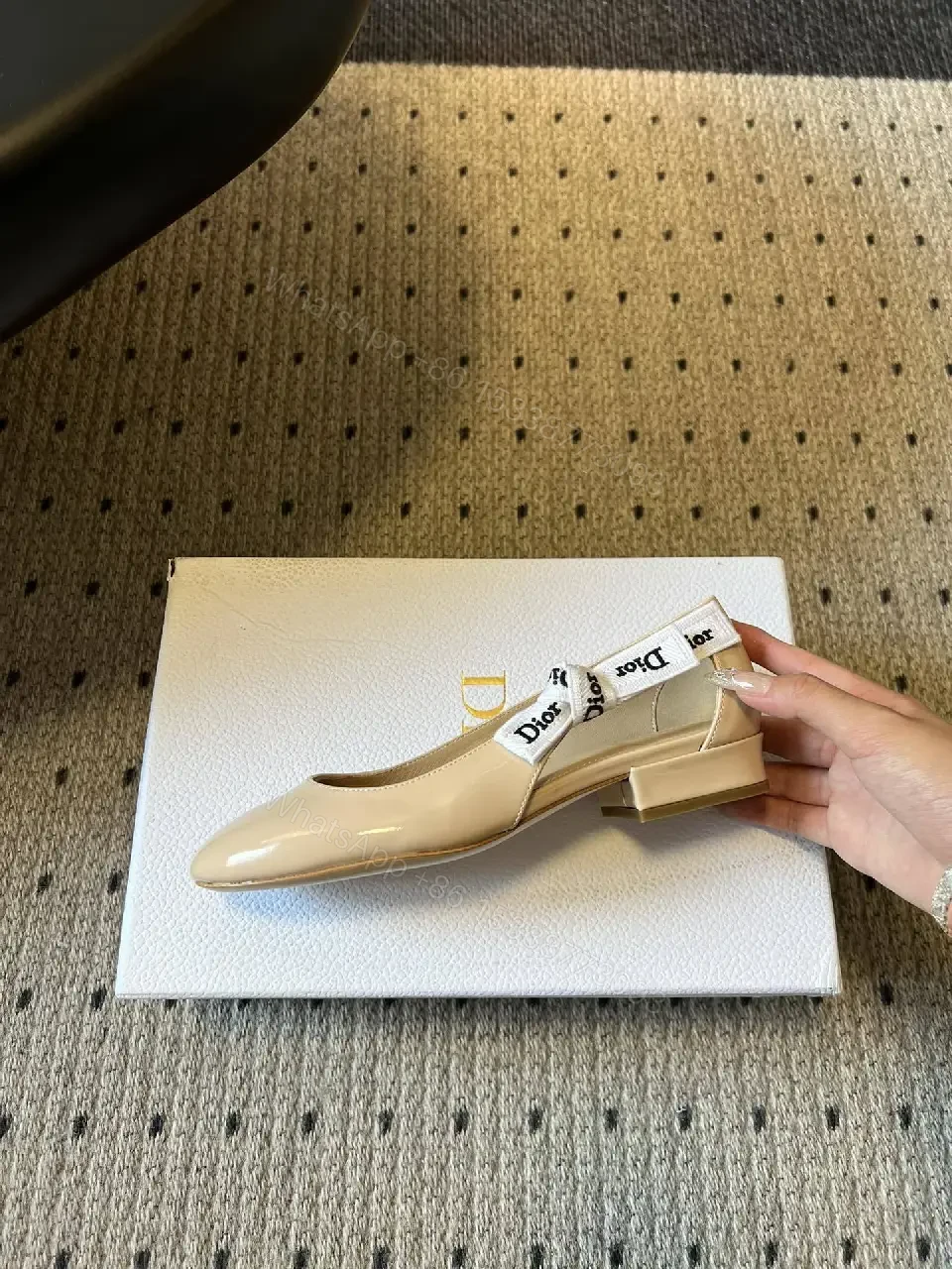 View 8 of Patent Slingback Pumps with Dior-Style Ribbon Straps