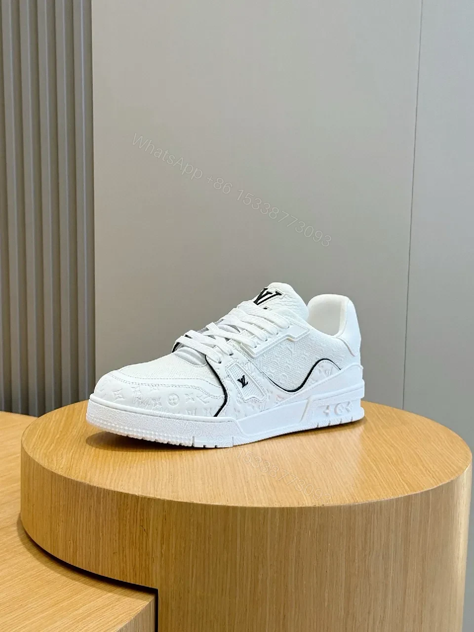 View 5 of White Leather Luxury Sneakers: Subtle Designer Edges, Comfort