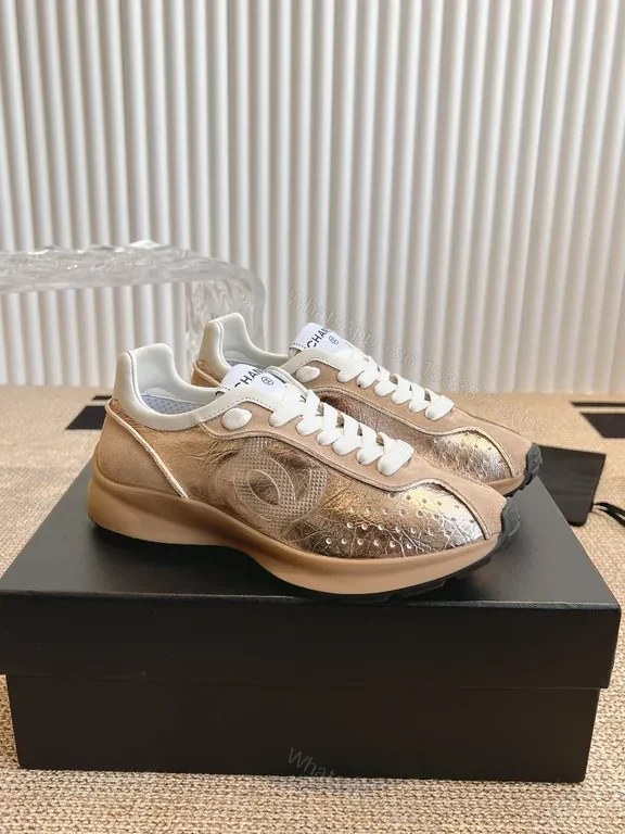 View 8 of Chanel-Inspired Suede & Metallic Mesh Sneakers