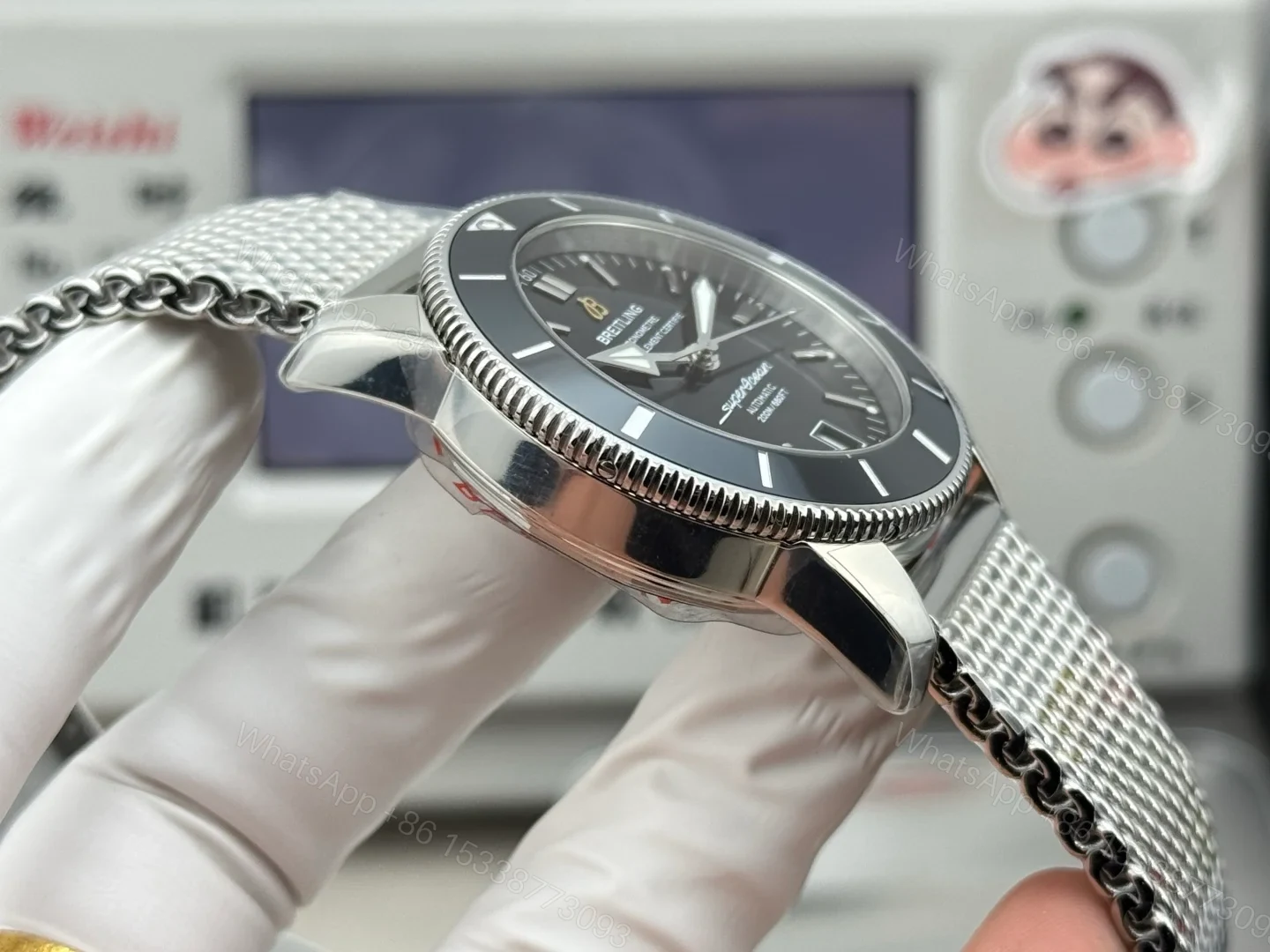 View 6 of Breitling Superocean Heritage B31 Black Replica 42MM Premium Milanese Bracelet Edition AB3111241B1A1