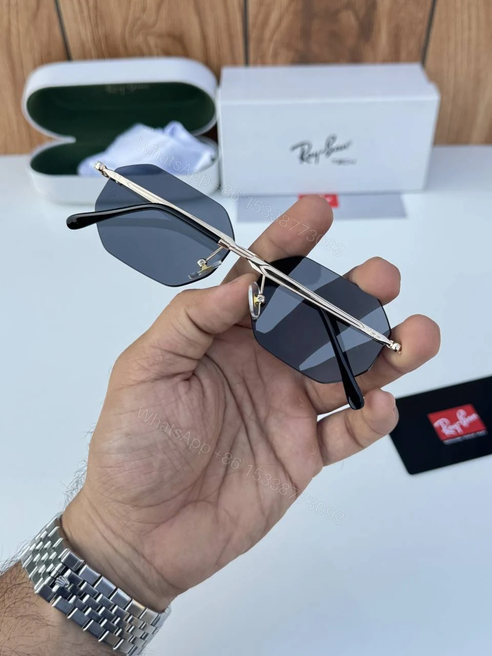 View 4 of First Copy RayBan 3769 Gold Black Premium Sunglasses Luxury Fashion Eyewear