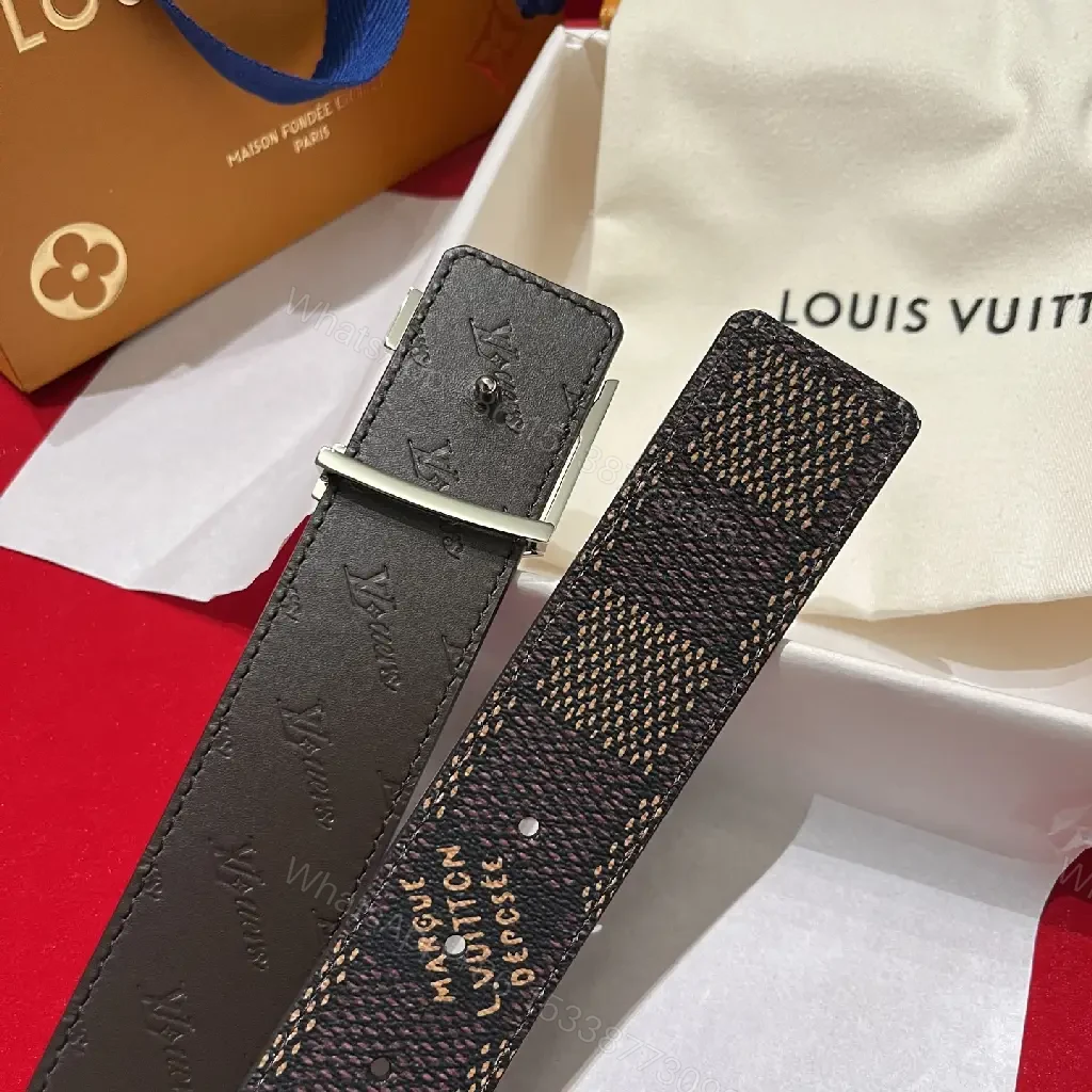 View 9 of Black & Gray Monogram Belt: Textured Strap, LV Buckle, Designer Style
