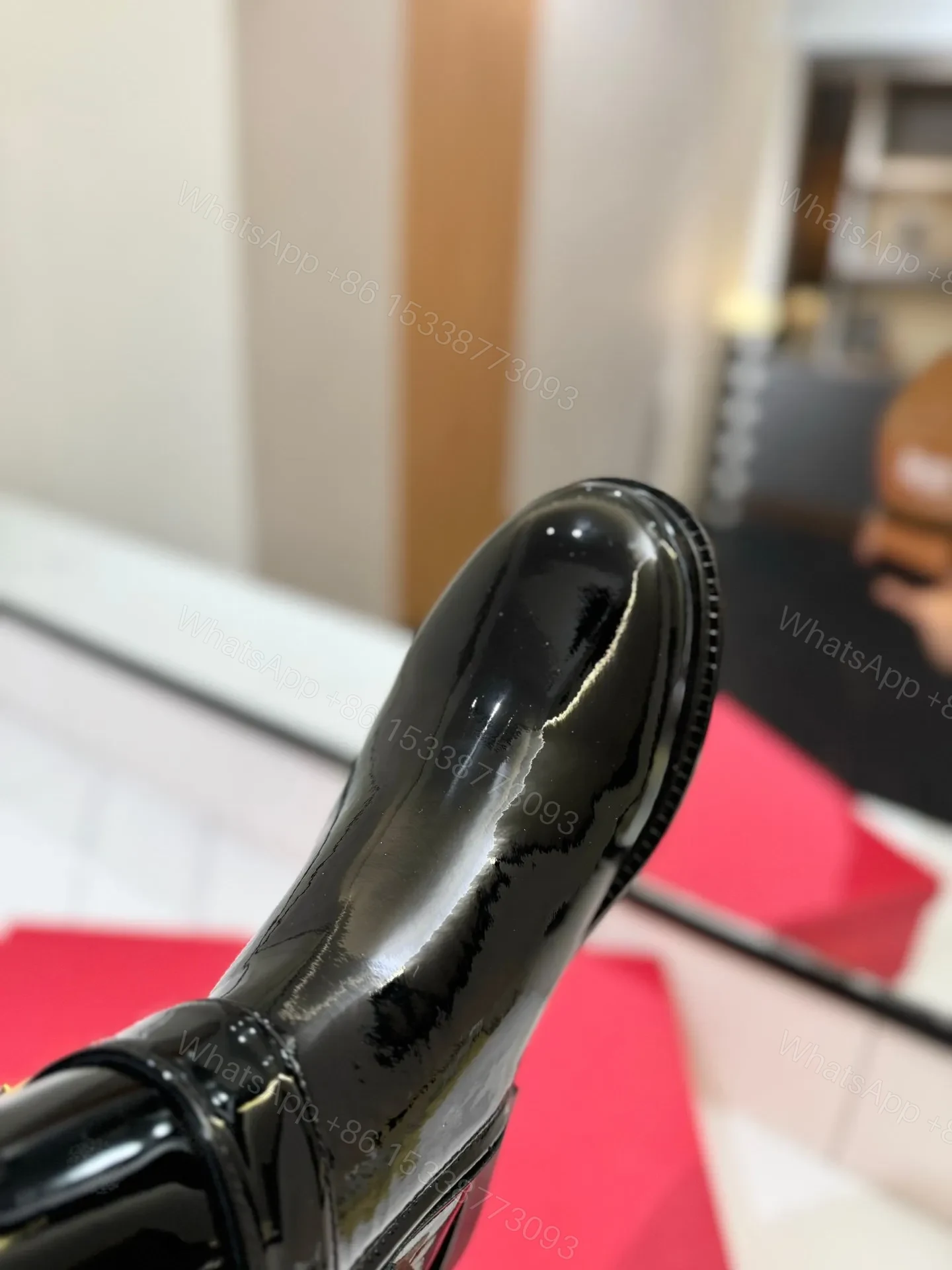 View 2 of Valentino Women Black Patent Leather Tall Boots