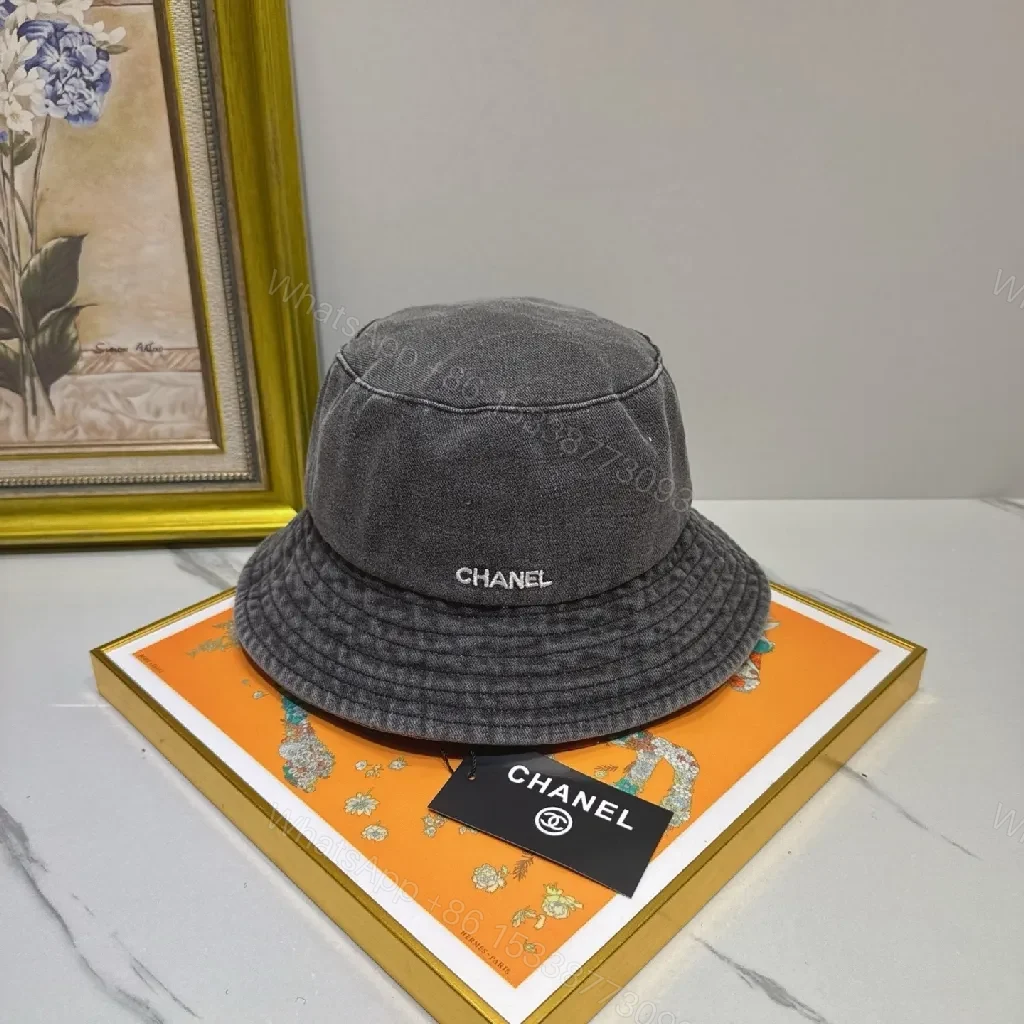 View 5 of Dark Denim Bucket Hat with Interlocking Logo, Lux Style